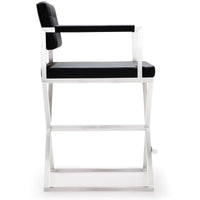 Lila Black Steel Vegan Leather Counter Stool - Luxury Living Collection