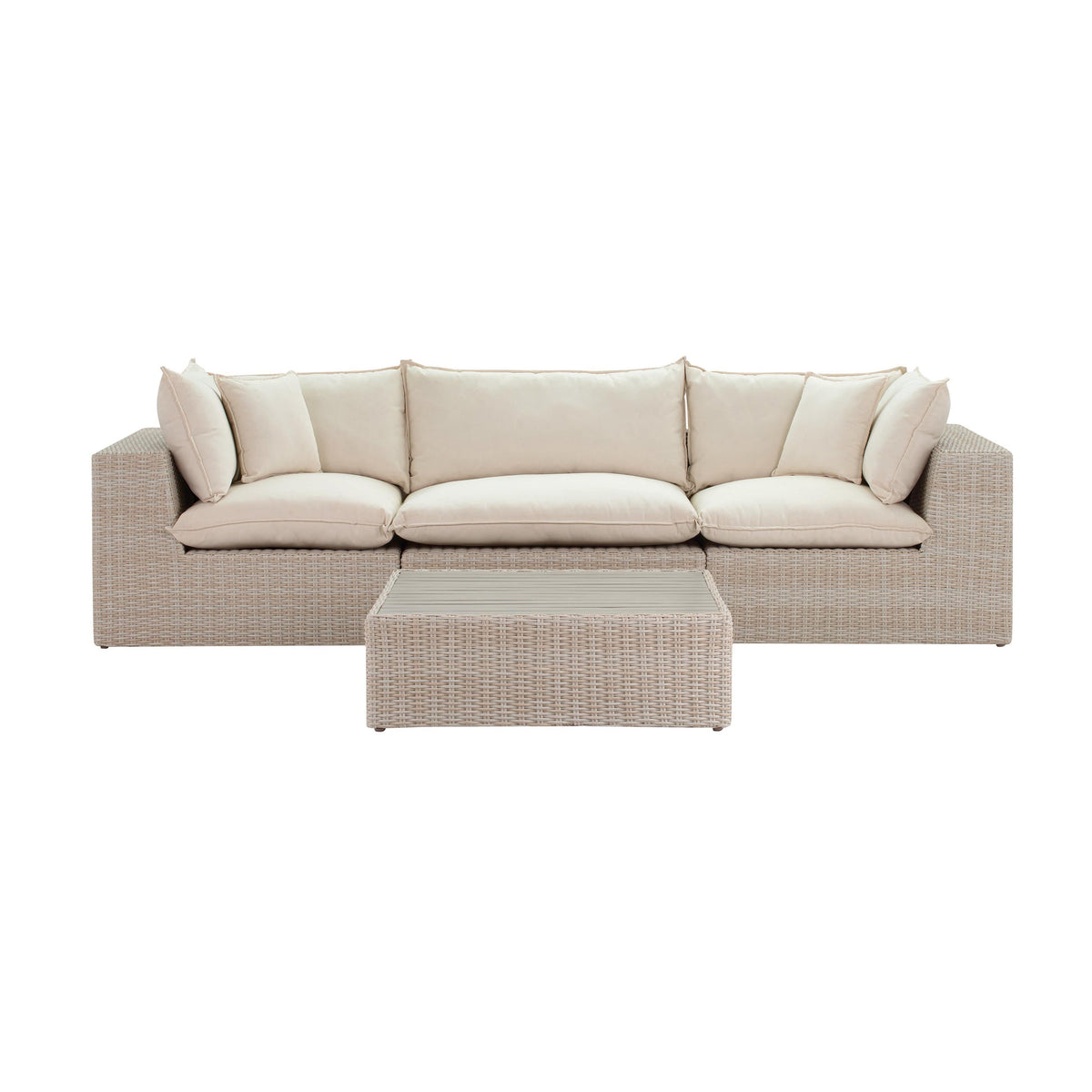 Cali 120" Natural Wicker Outdoor Modular Sofa