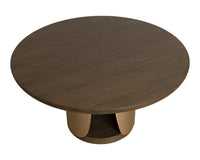 Sultana 59" Dark Oak Concrete & Brushed Brass Round Dining Table - Indoor/Outdoor