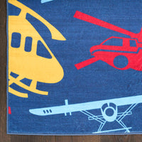 Helicopters & Planes Navy Multicolour Area Rug