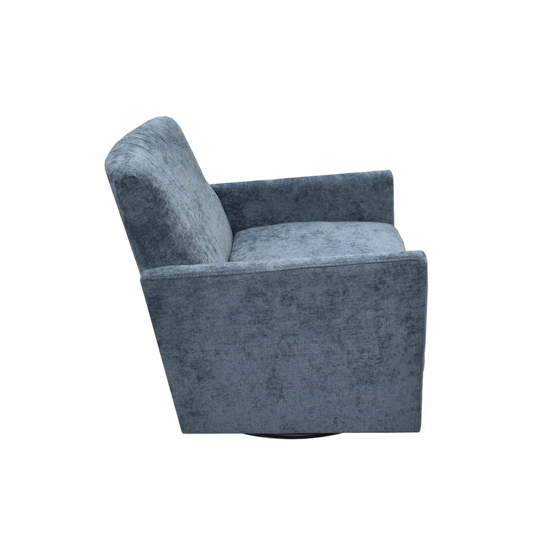 Lillee Blue Chenille Swivel Accent Chair