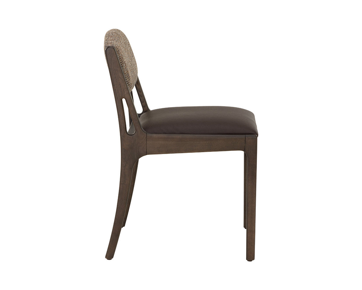 Mertola Espresso Faux Leather & Branzino Fabric Dining Chair