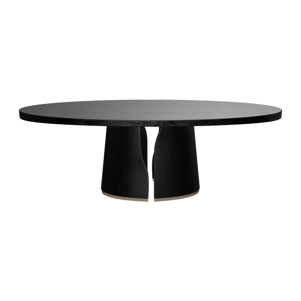 Tasmin 98" Black Acacia & Brushed Gold Dining Table