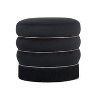 Ettros 17.2" Round Black Performance Velvet Ottoman