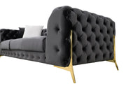 Bronte Black Velvet Transitional Sofa Set