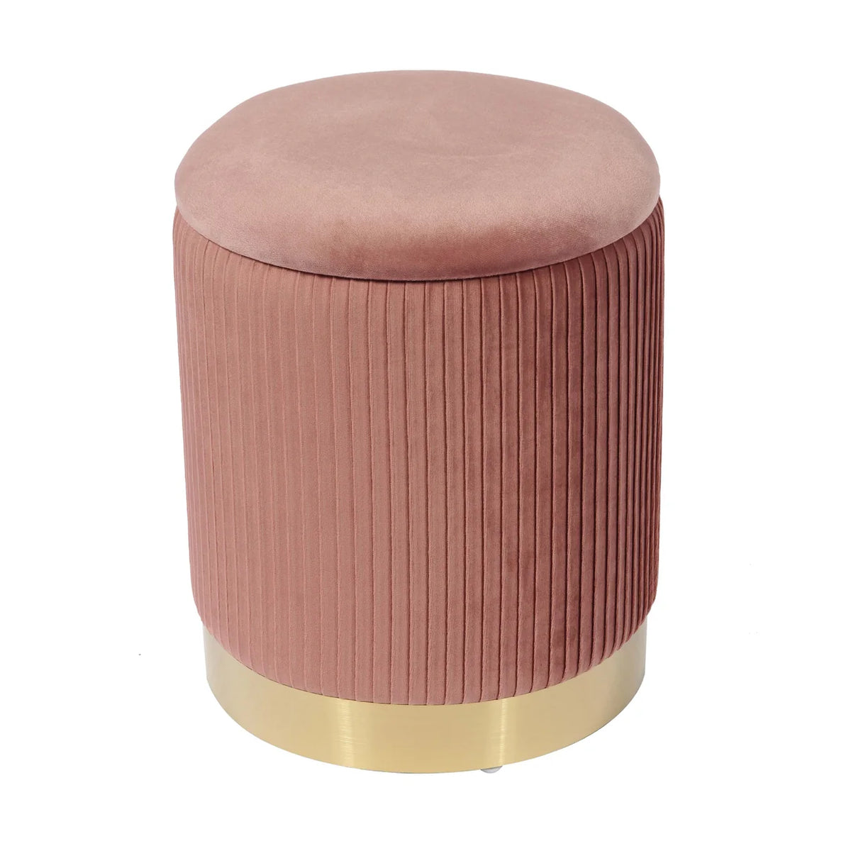 Kiana 12.4" Blush Performance Velvet Storage Ottoman