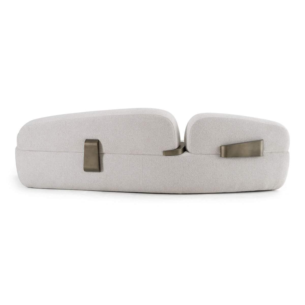Grace 107" Modern Off-White & Antique Brass Sofa