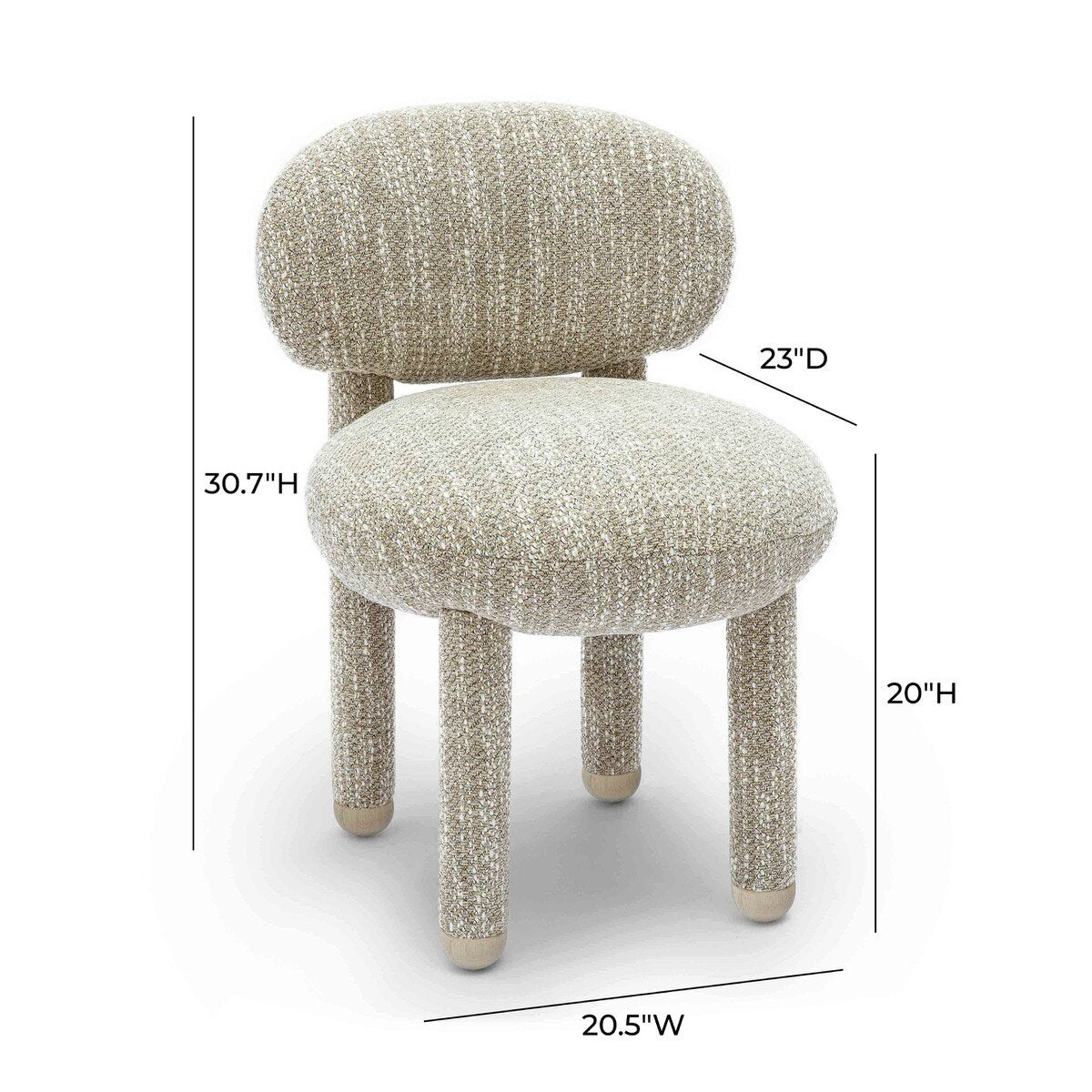 Manu Beige Nubby Performance Fabric Dining Chair