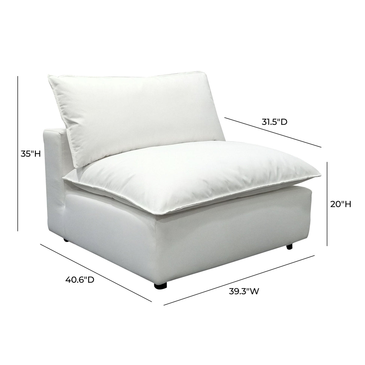 Cali Pearl Performance Fabric Modular Armless Chair