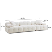 Vogue 118" Cream Performance Vegan Shearling Modular Sofa