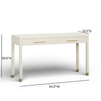 Dorite 54" Cream Faux Shagreen 2-Drawer Console Table