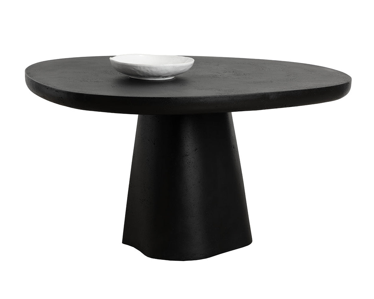 Celica 55" Matte Black Concrete Indoor/Outdoor Dining Table