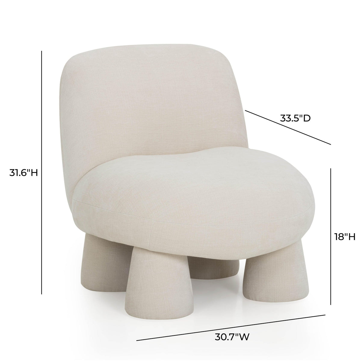 Aishen Cream Upcycled Chenille Accent Chair