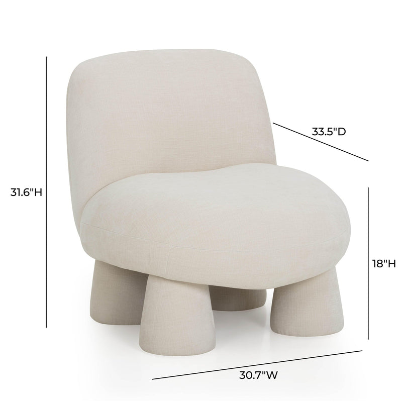 Aishen Cream Upcycled Chenille Accent Chair