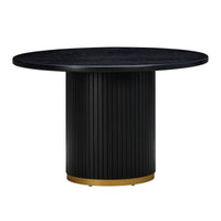 Davion 47" Black Oak Round Dining Table - Luxury Living Collection