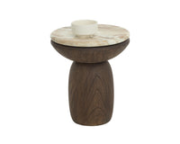 Orula Faux Marble & Brown Oak Concrete Indoor/Outdoor Accent Table