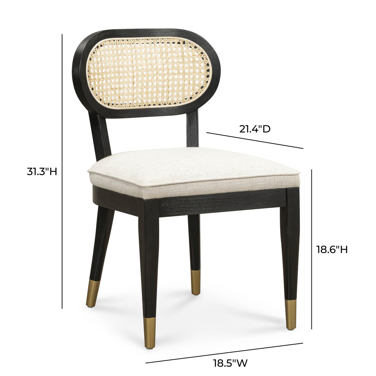 Mazie Black Dining Chair in Cream Performance Linen
