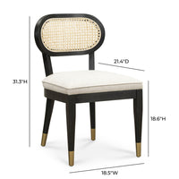 Mazie Black Dining Chair in Cream Performance Linen