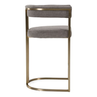 Jasmine Modern Grey Fabric & Antique Brass Counter Stool