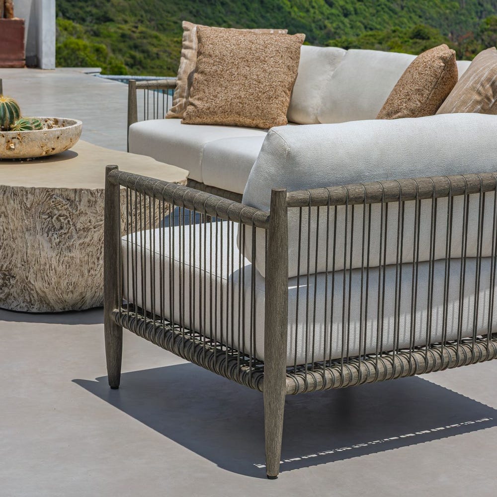 Clara White & Grey Outdoor Lounge Chair
