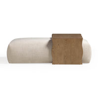 Spencer Cream Performance Basketweave Ottoman with Bridge Table