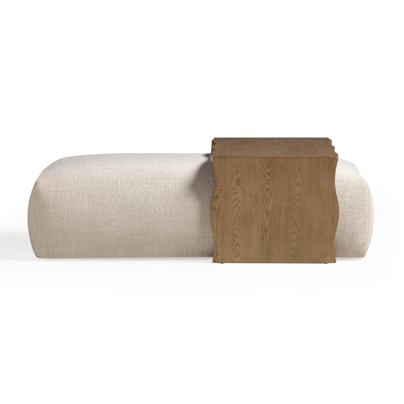 Spencer Cream Performance Basketweave Ottoman with Bridge Table