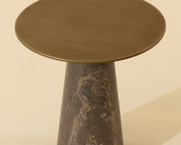 Aditi Travertine & Antique Brown/Brass Accent Table (2 Sizes Available)