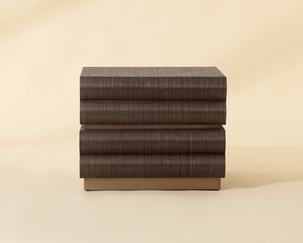 Subira Chocolate Raffia & Gold Nightstand