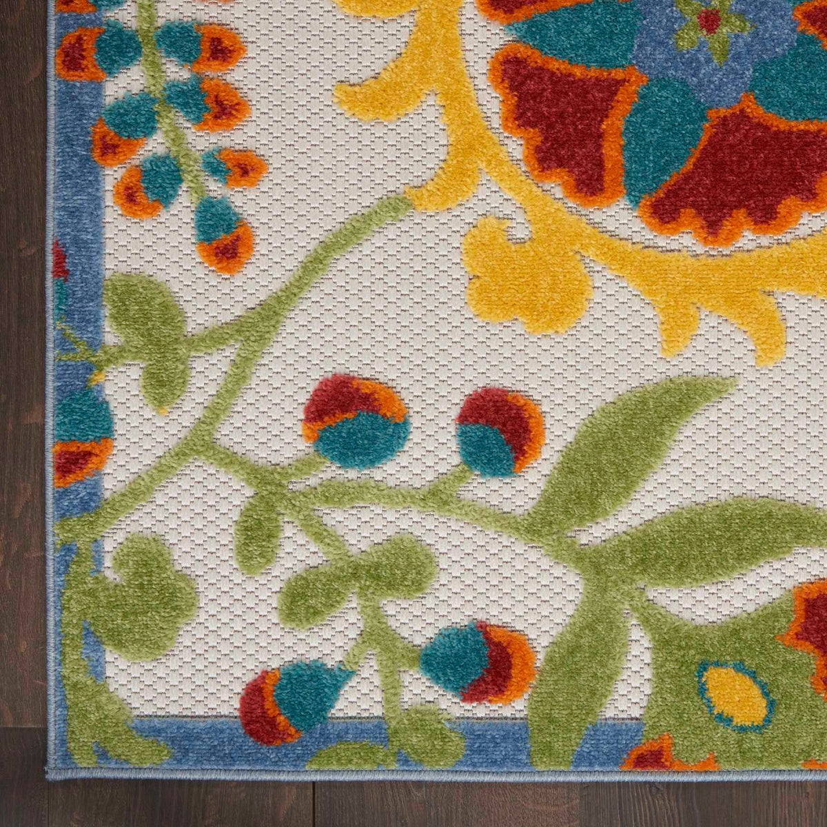 Annitra Indoor/Outdoor Ivory & Multicolor Flower Garden Area Rug - Elegance Collection