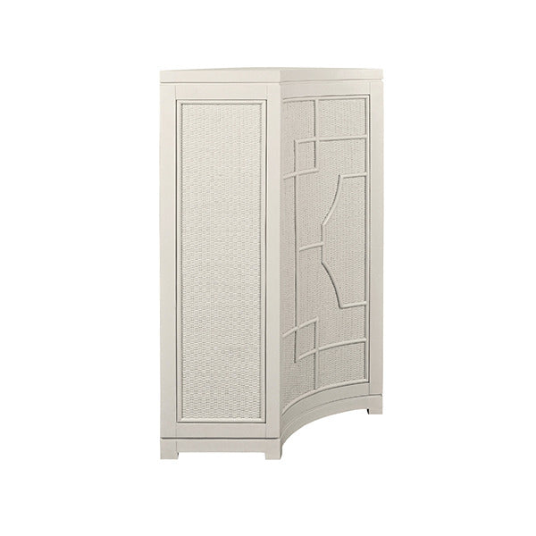 Cove 58" Antique White Rattan Overlay Cabinet