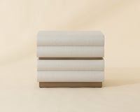 Subira Cream Faux Leather & Wood, Gold Nightstand