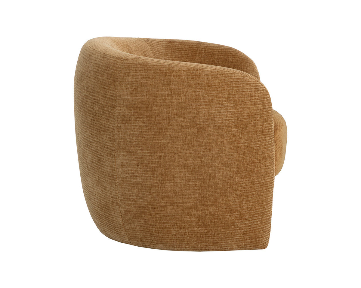 Mircea Butterscotch Plush Upholstered Curved Accent Chair