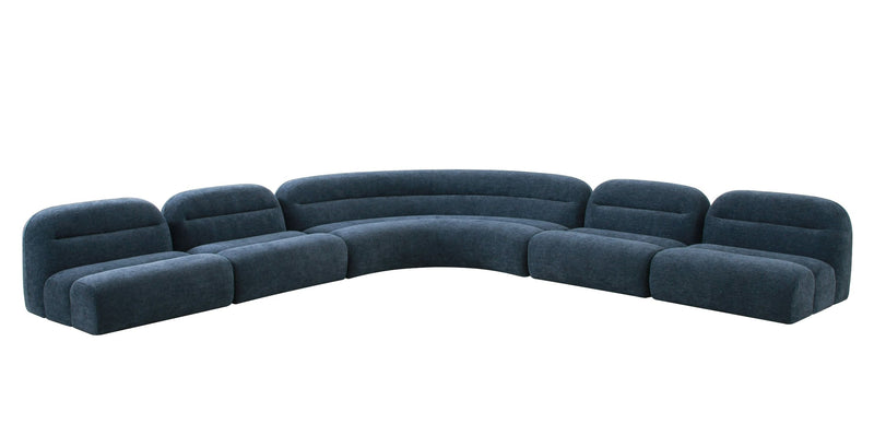 Kayleeh Modern Blue Fabric Modular Armless Sectional Seat