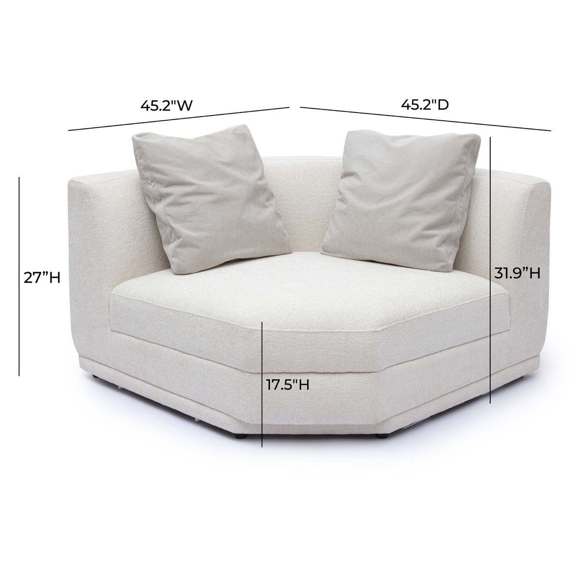 Arabella Cream Chenille Modular Wedge Corner Chair