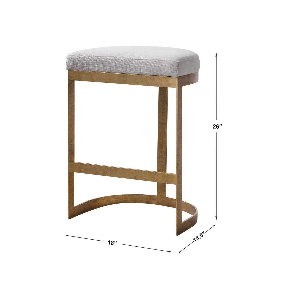 Crystal Off White Linen Counter Stool With Antique Gold Frame