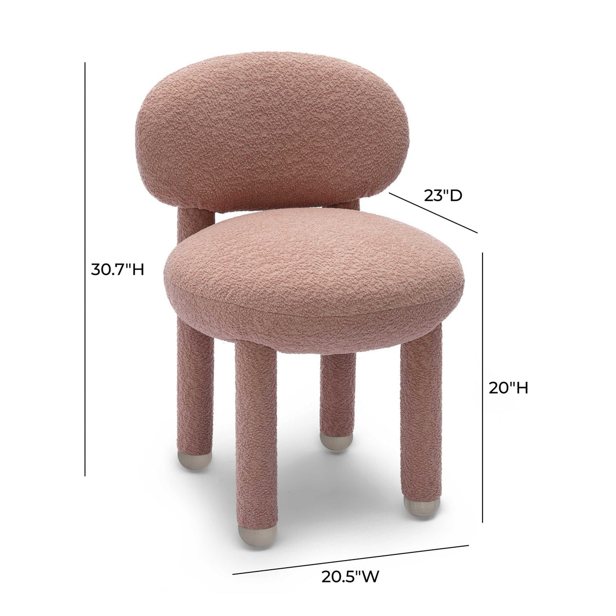 Manu Rose Pink Performance Boucle Dining/Accent Chair