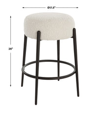 Riely White Faux Shearling & Black Counter Stool