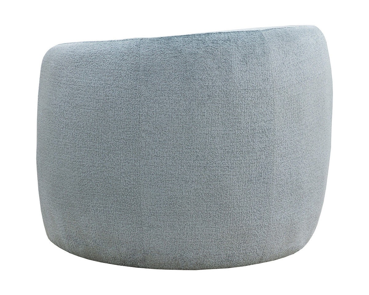 Mircea French Blue Plush Upholstered Curved Accent Chair