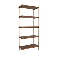 Jillian Dark Burl Wood & Brass Shelving