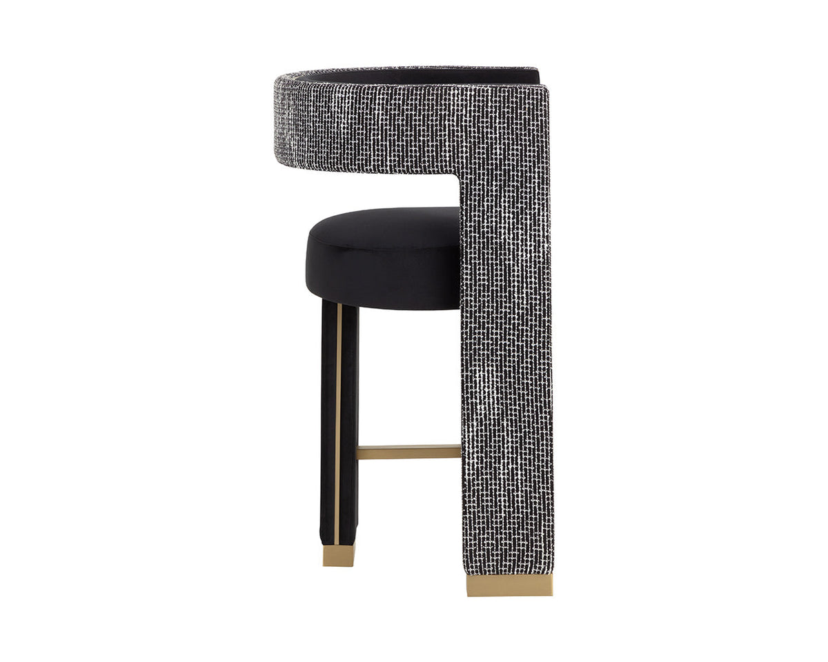 Adamina Black, Night Fabric & Gold Counter Stool