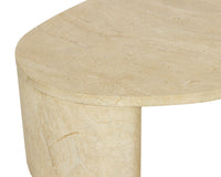 Savinah 60" Faux Travertine Concrete Indoor Outdoor Oval Coffee Table
