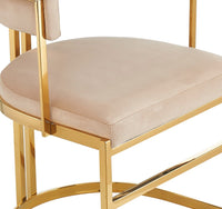 Clancy Modern Beige Velvet + Gold Dining Chair