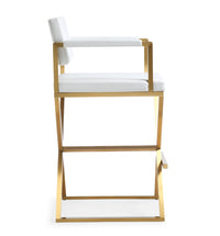 Lila White Gold Steel Faux Leather Barstool - Luxury Living Collection