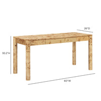 Meadow 60" Natural Burl 3 Drawer Desk