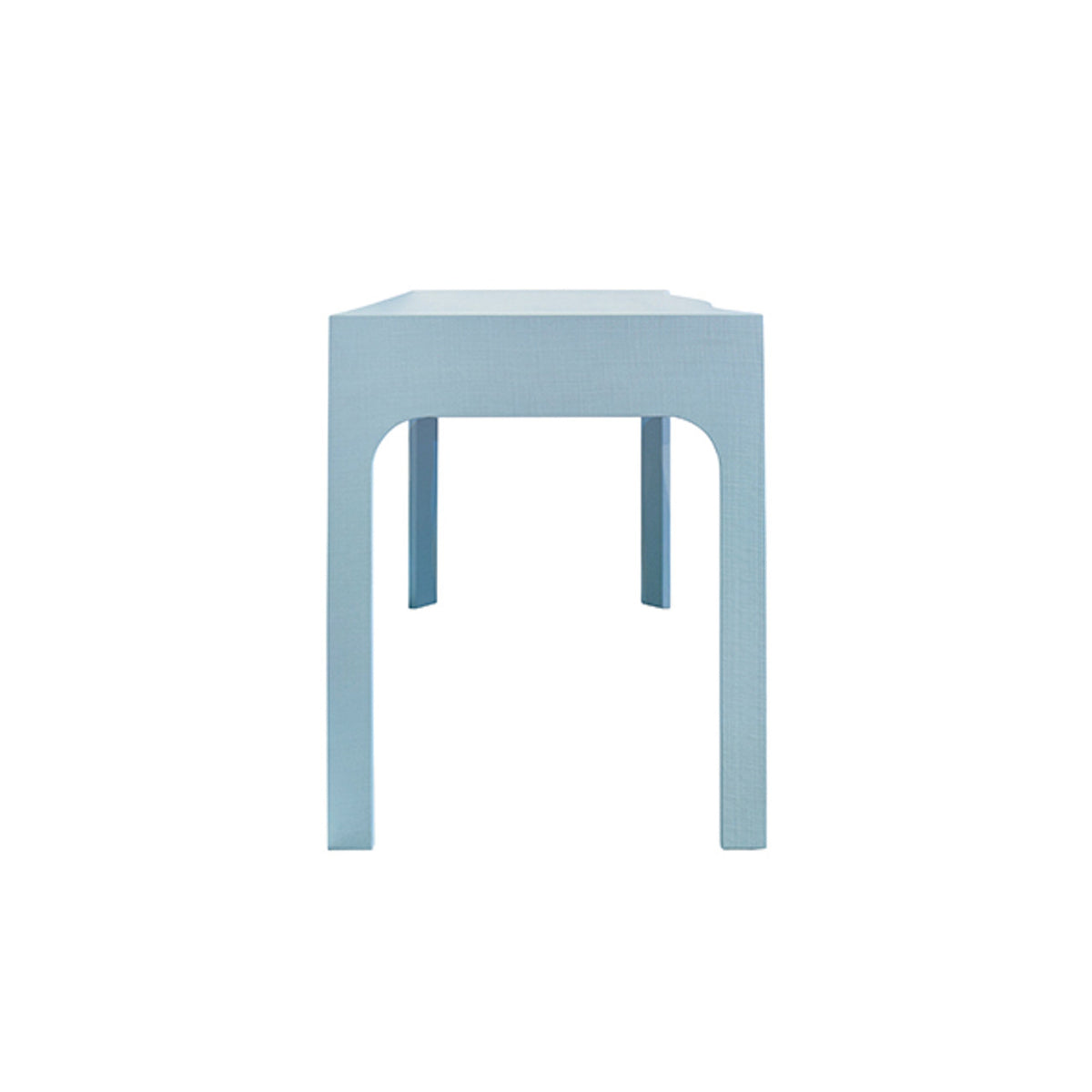 Amellia Light Blue Linen Glass Top Desk with Gold Accents