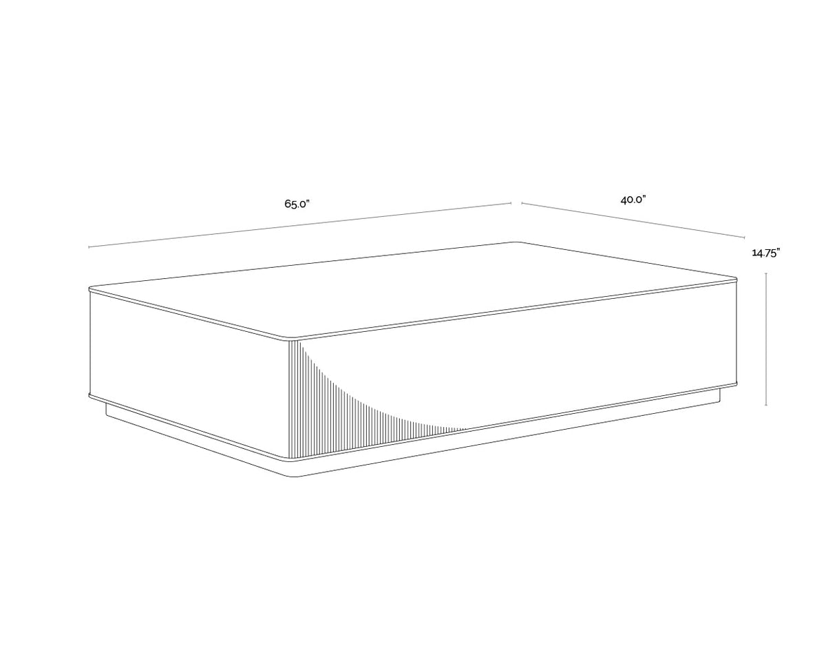 Kalla 65" Natural Oak & Brushed Gold Coffee Table