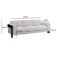 Eves 91" Cream Contract-Grade Boucle Sofa