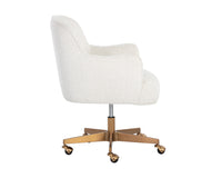 Karina White Boucle & Gold Curved Desk Chair