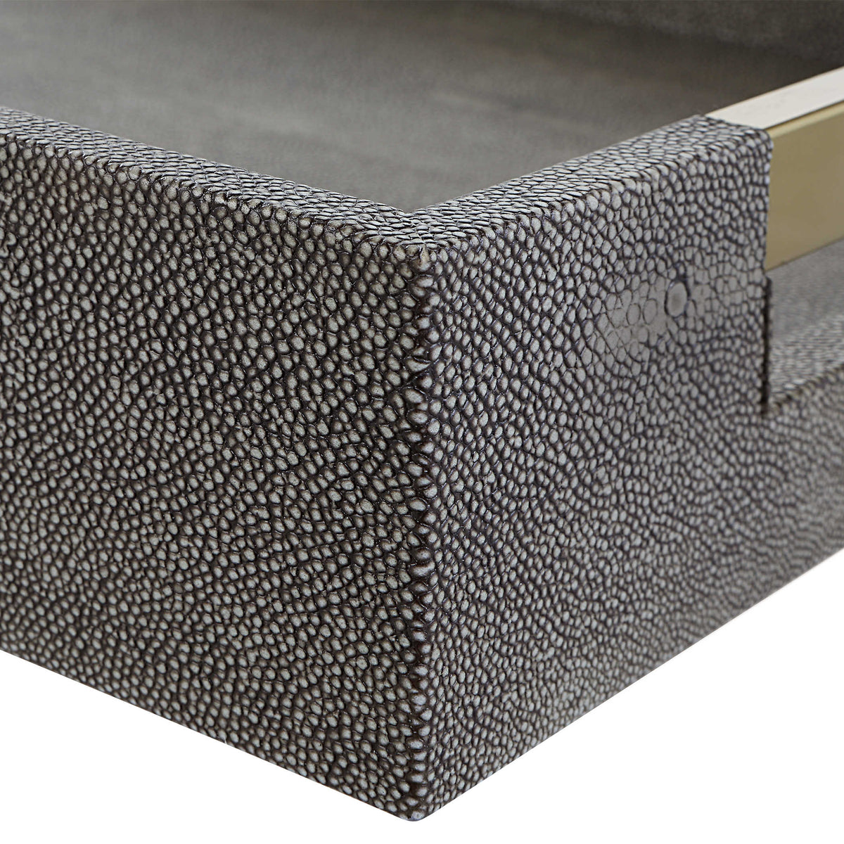 Lia Modern Grey Faux Shagreen & Gold Tray