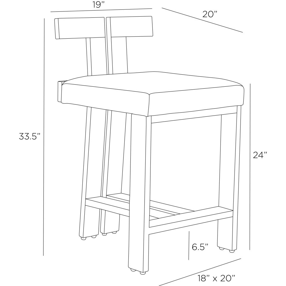 Enola Natural Linen &  Black Wood Counter Stool